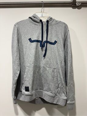 Kimes Ranch Gray Hoodie with Navy Logo